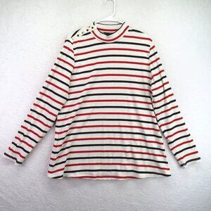 Lane Bryant Sweater‎ Womens 18/20 Striped Gold Button Shoulder Pullover Top